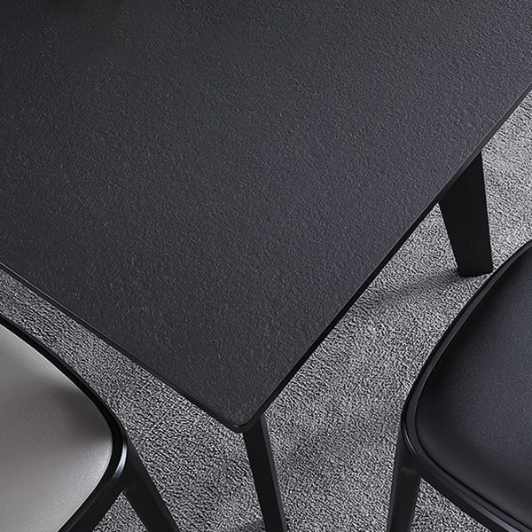 Rectangle 4 Legs Industrial Table Black Fixed Table of Sintered Stone