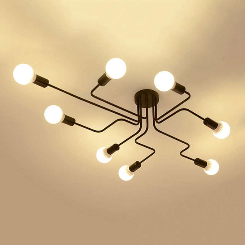 Industrial Starburst Flush Mount Ceiling Light Metal Multiple-Light Flush Light