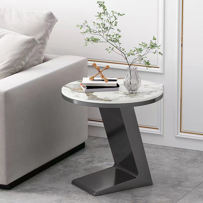 Modern 19.68" Tall Side Table Black Metal Sofa Side Accent Table
