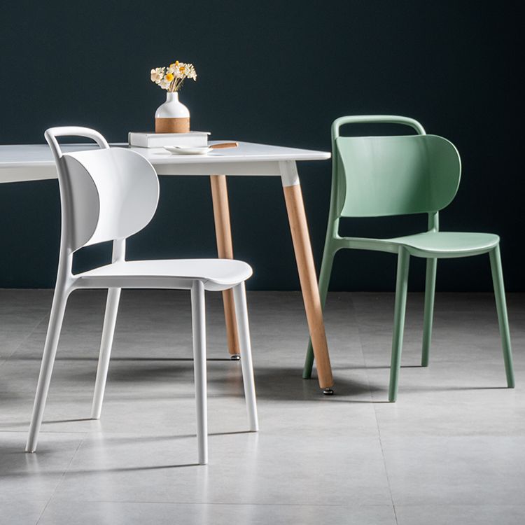 Contemporary Plastic Dining Armless Chair Open Back Dining Side Chair for Kitchen