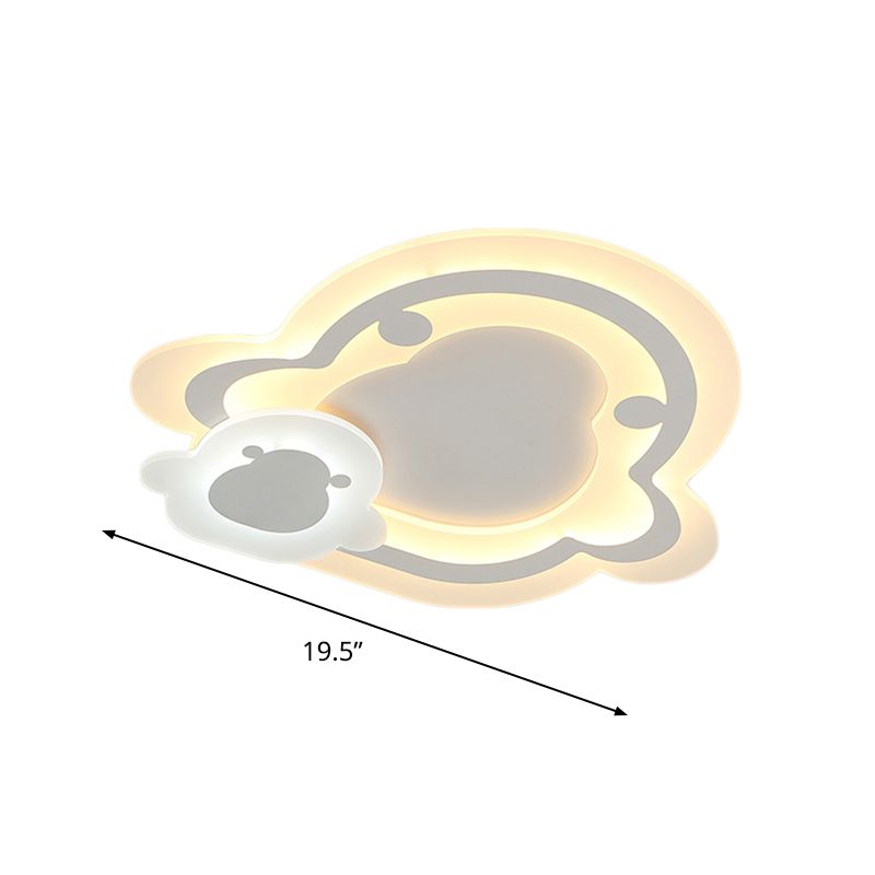 Weißer Pinguin ultradünne Deckenlampe Kinder Acryl LED Unterputz Halterung in Warm/Innen Weiß Außen Warm Licht