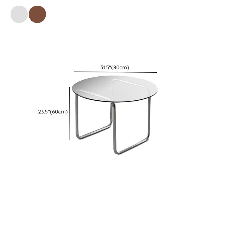 Modern Glass Coffee Table Round  Sled Coffee Table for Living Room