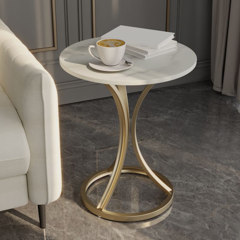 Modern Slate Round Side End Table Pedestal Table for Living Room