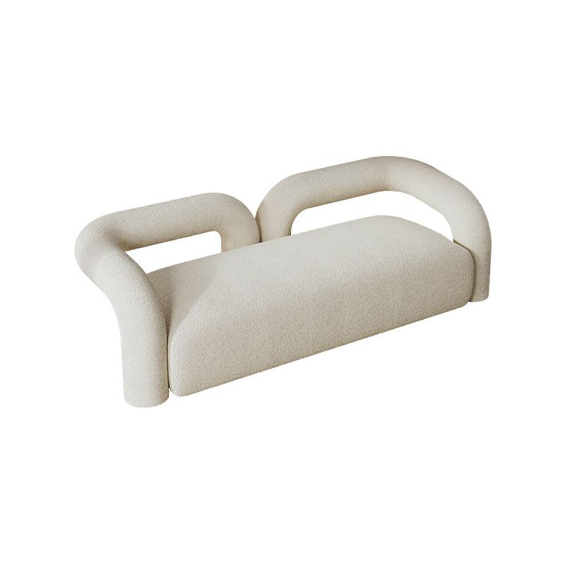Contemporary White Sofa with Tuxedo Arm and Tight Back in Wool