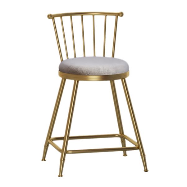 Nordic Armless Backrest Counter Stool Iron Dessert Shop Bar Stool with Pedal and Cushion