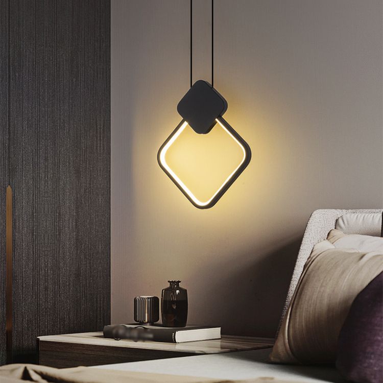Forma de geometría de luz colgante de metal contemporáneo 1 accesorio de iluminación colgante de luz en negro