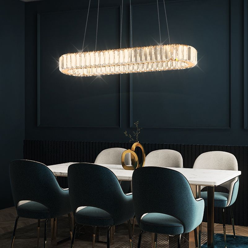 Iluminación colgante lineal luz colgante contemporánea con sombra de cristal para comedor