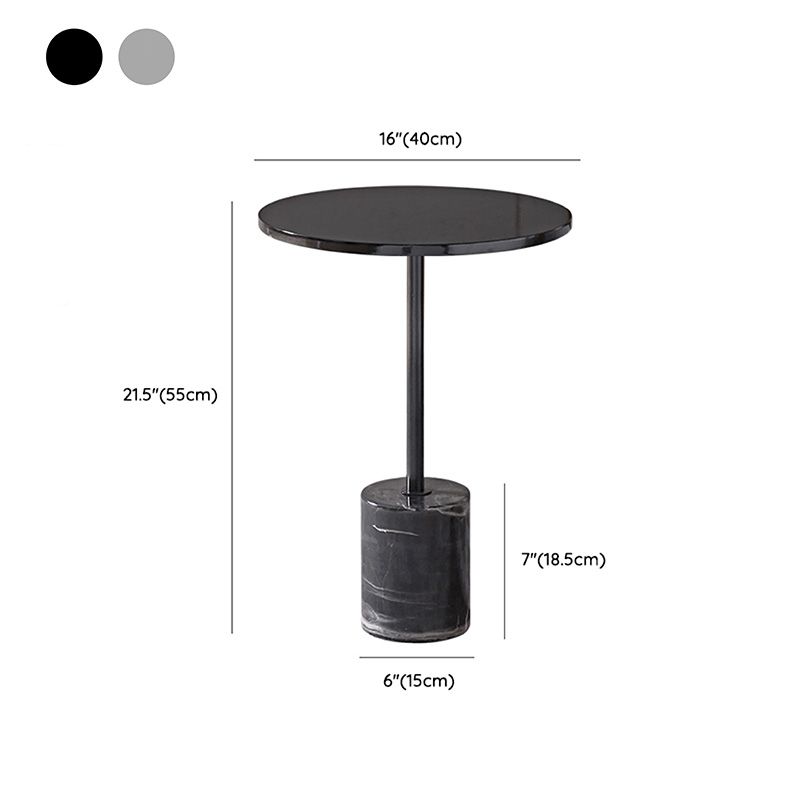 Black Pedestal End Slide Table Round Corner Table for Living Room