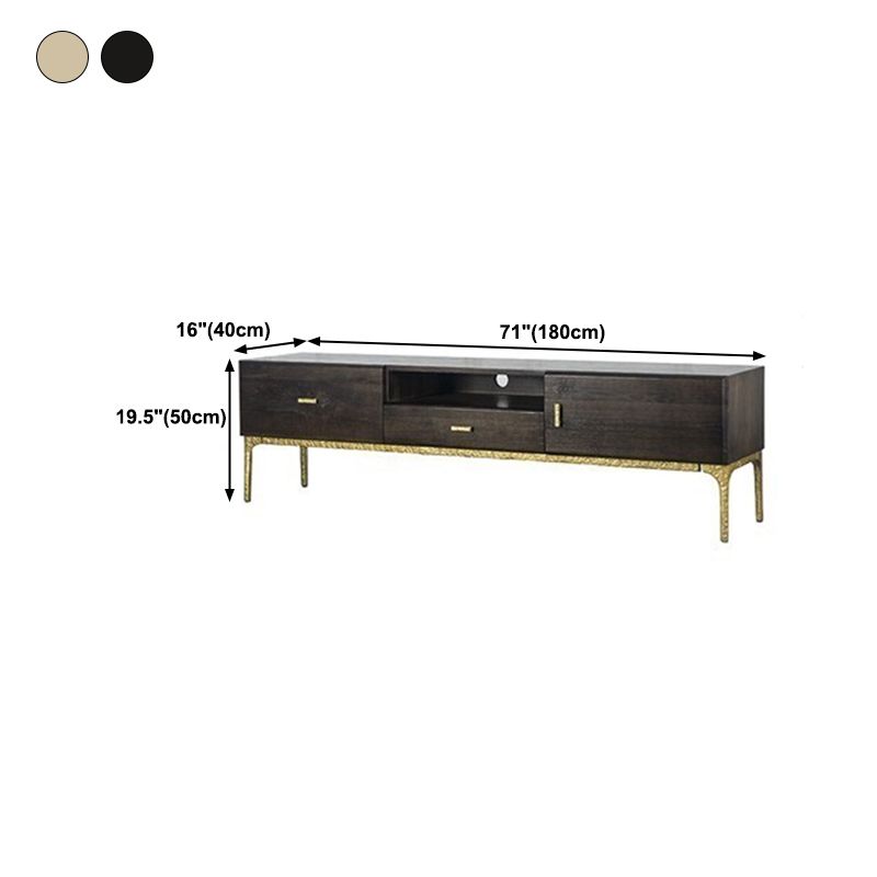 15.75"W TV Stand Industrial Style Solid Wood Brown TV Console with Drawer