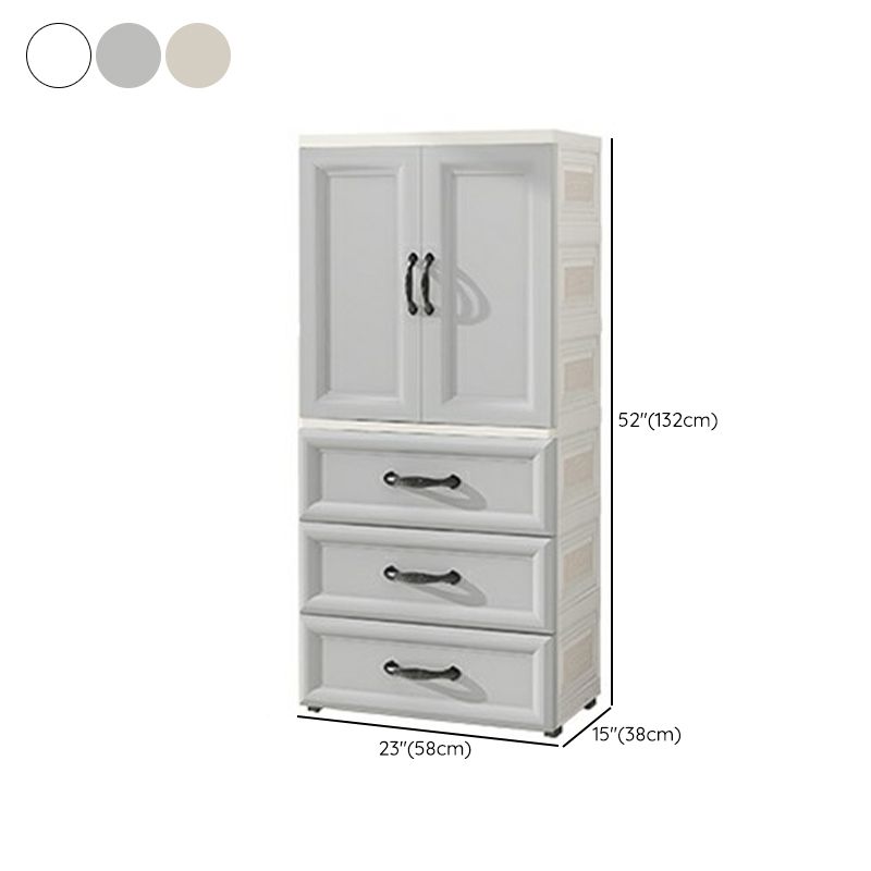 White Modern 2-door Wardrobe Armoire with Drawers Plastic Wardrobe