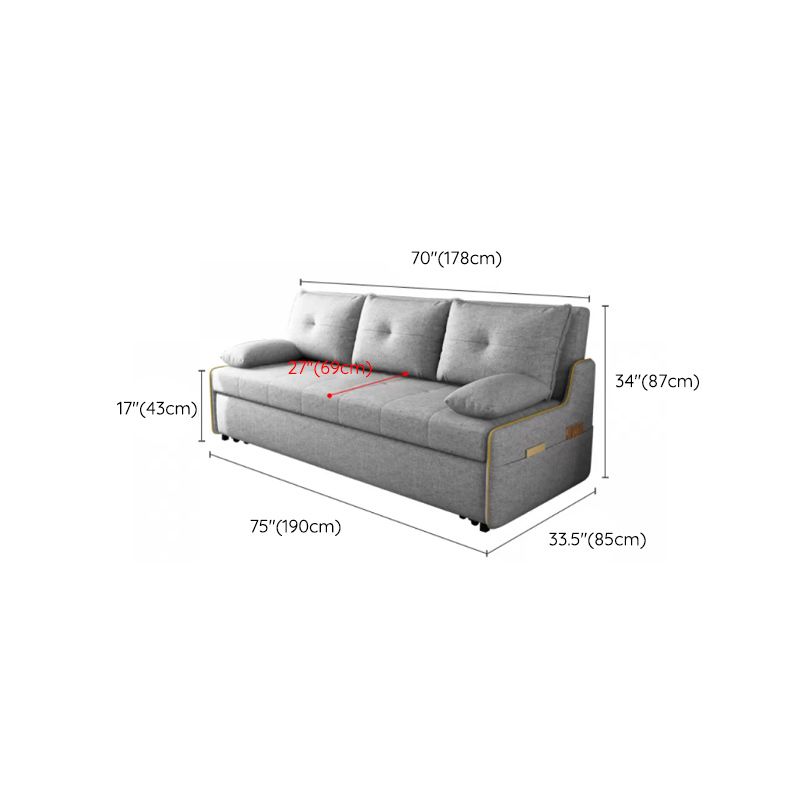 Storage Futon in Gray Modern Fabric Futon And Mattress with Pillows