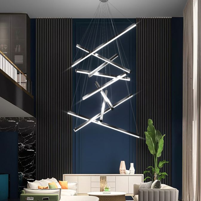 Modern Style Metal Hanging Light Fixtures Linear Multi Lights Suspension Light