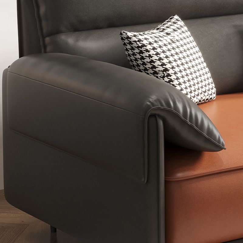 Glam Sewn Pillow Back Pillow Top Arm Living Room Faux Leather Sofa