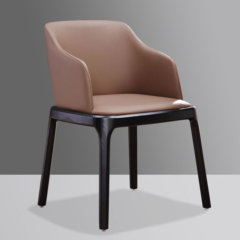 Contemporary Kitchen Wood Dining Chair PU Leather Side Chair