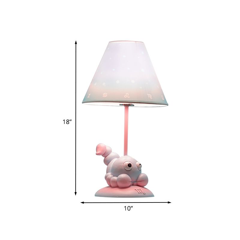 Pink Constellation Night Table Light Cartoon 1 Lámpara de mesita de noche de resina de bulbo con sombra de tela de cono