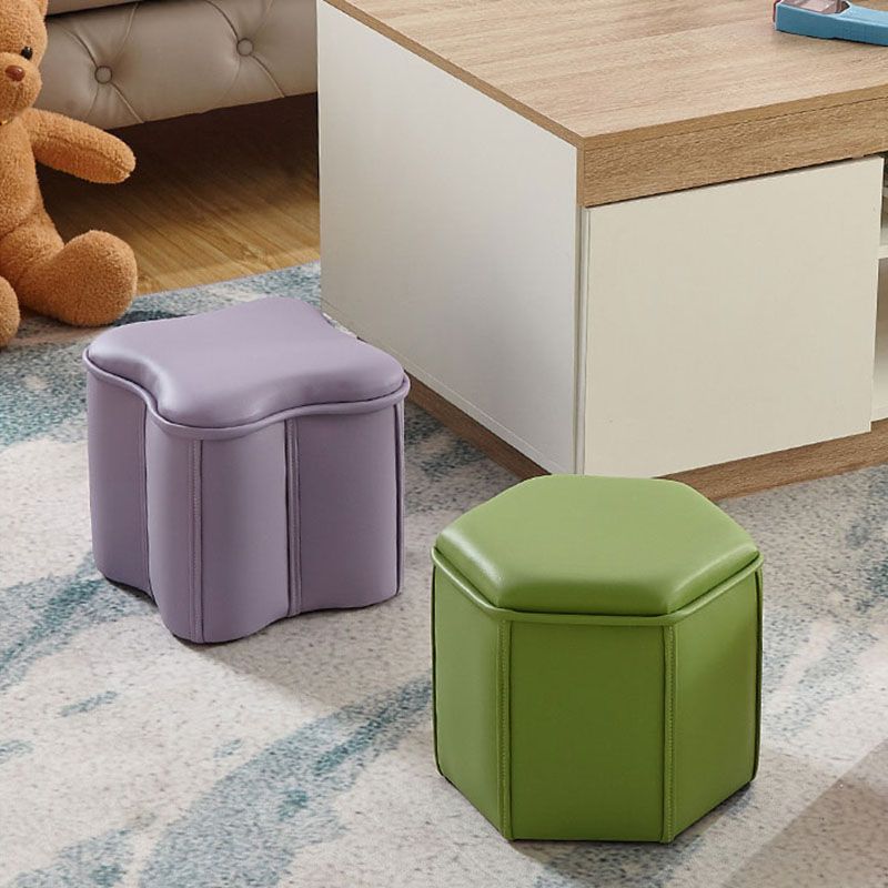 Solid Color Leather Standard Stool Modern Style Simple Unique Shape Footrest