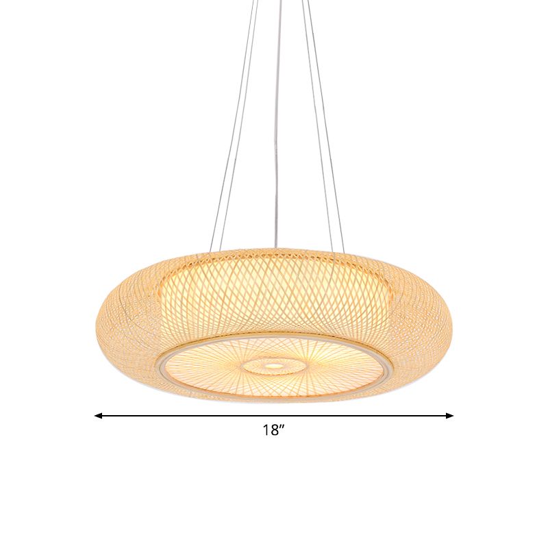Bamboo fatto a mano Bamboo appeso Cinese 1 lampadina 18 "/19.5" /31,5 "BEIGE BEIGE BEIPING PENDANT PER TEREDA