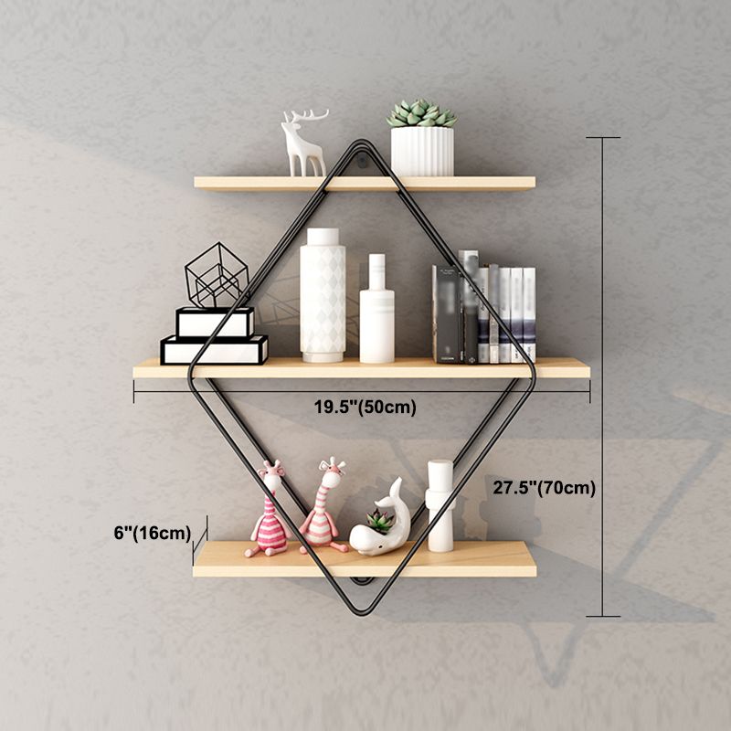 Libreria montata a parete industriale Black Iron Frame Pine Shelf Shelf per soggiorno