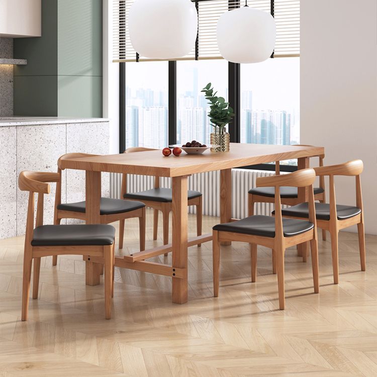 Rectangle Pine Wood Table for Restaurant Modern Dining Table with Trestle Base