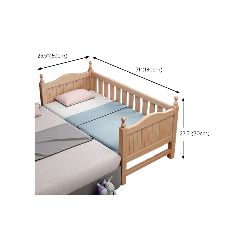 Modern Beech Wood Baby Crib with Mattress, Standard Size Nursery Crib in Light Wood