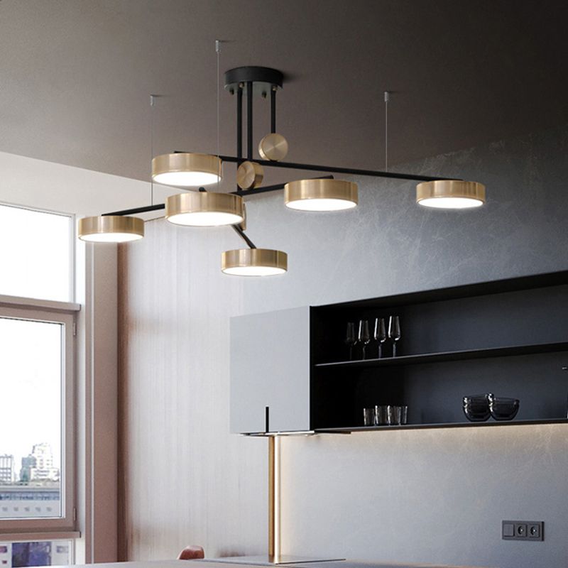 Gold Metall Pendelleuchte Licht aus der Mitte des Jahrhunderts modern