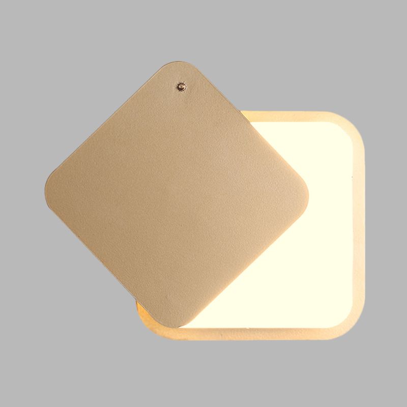 Gold Finish Square Wall Lighting Modernism LED Metallic Wall Sconce with Rotatable Design