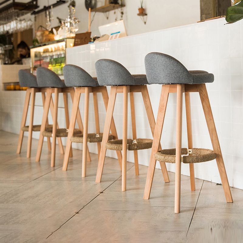 Modern Rotatable Backrest Counter Stool Wood Cafe Bar Stool with Cushion and Pedal