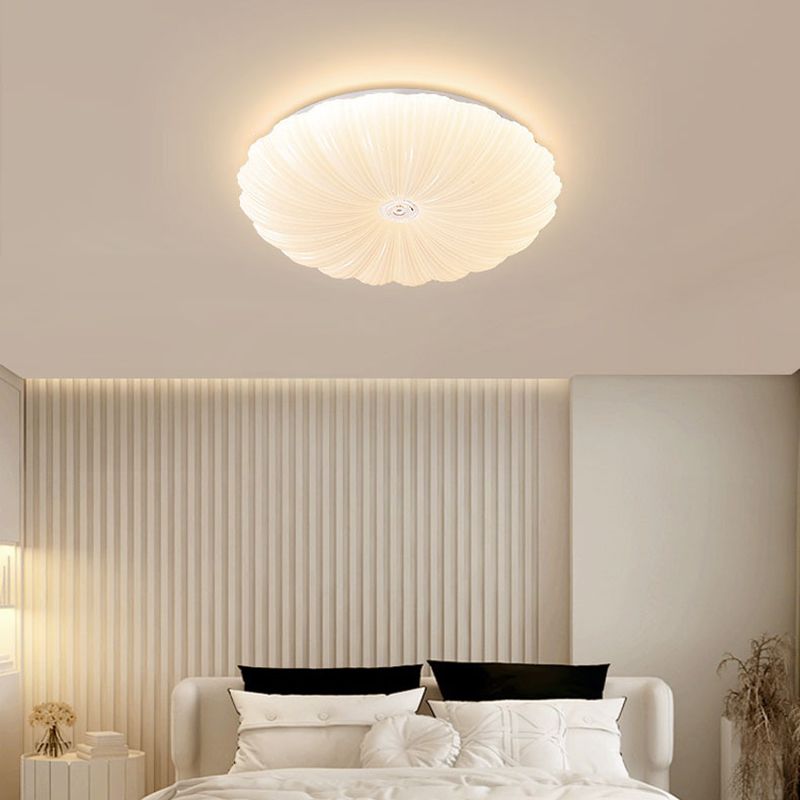 Iron and Acrylic LED Ceiling Flush in White Finish Round Flush Mount
