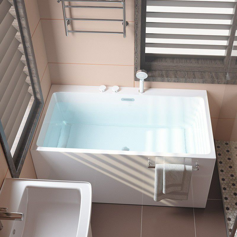 Acrylic Rectangular Back to Wall Bath Tub Freestanding Bathtub with Center Drain