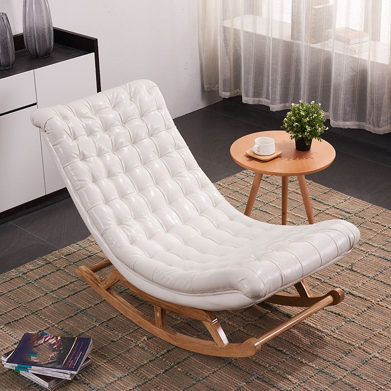 Solid Wood Base Chaise Leisure Lazy Sofa Chair Modern Lounge Rocking Chair