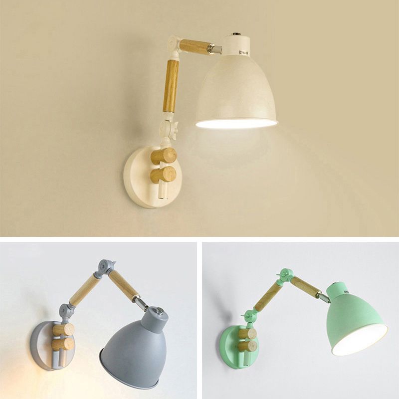 Sala de estar una cabeza una pared de pared de metal y madera de pared ajustable de pared lámpara de luz de pared