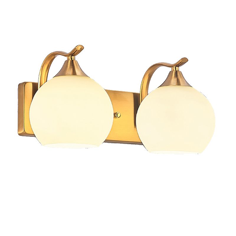 Modern Metal Wall Sconce Dome Shape Vanity Lamp with Glass Shade for Bathroom