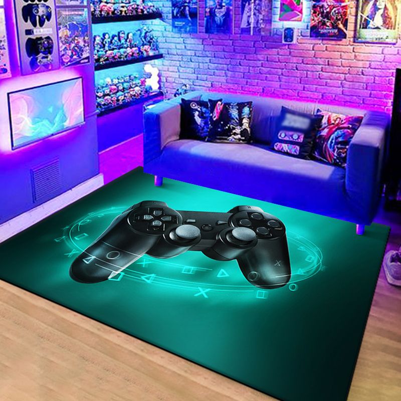 Calming Game Controller Print Rug Polyester Carpet Stain Resistant Area Rug for Living Room