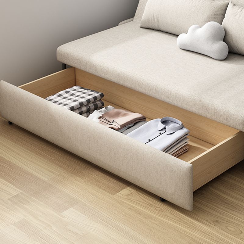 Modern Linen Blend Sleeper Sofa Upholstered Armless Sofa Bed