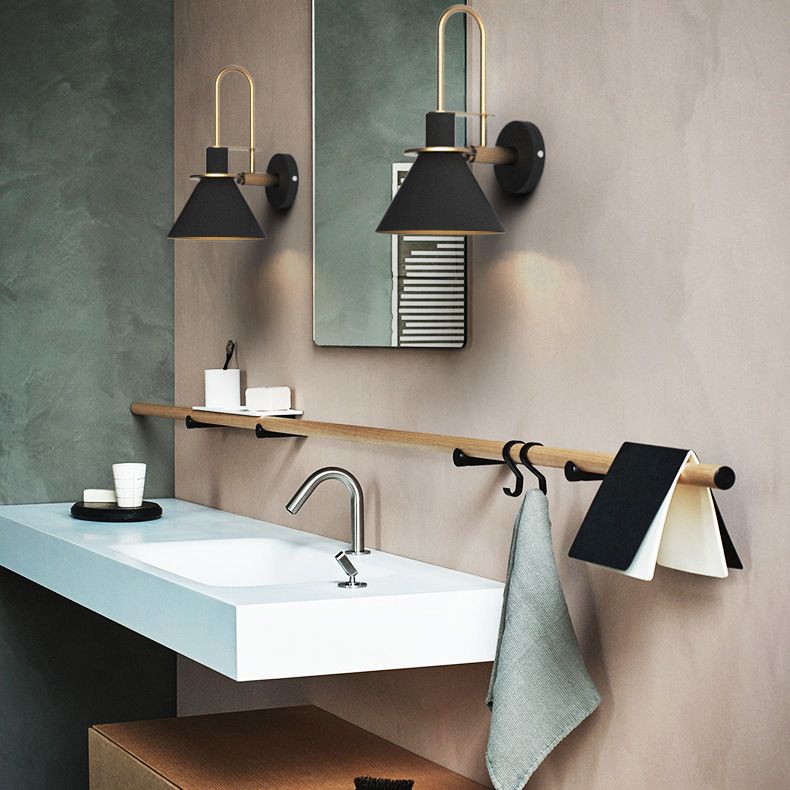 1 Light Metal Wall Mounted Light Fixture Modern Curved Arm Wall Sconce Lighting for Dining Room