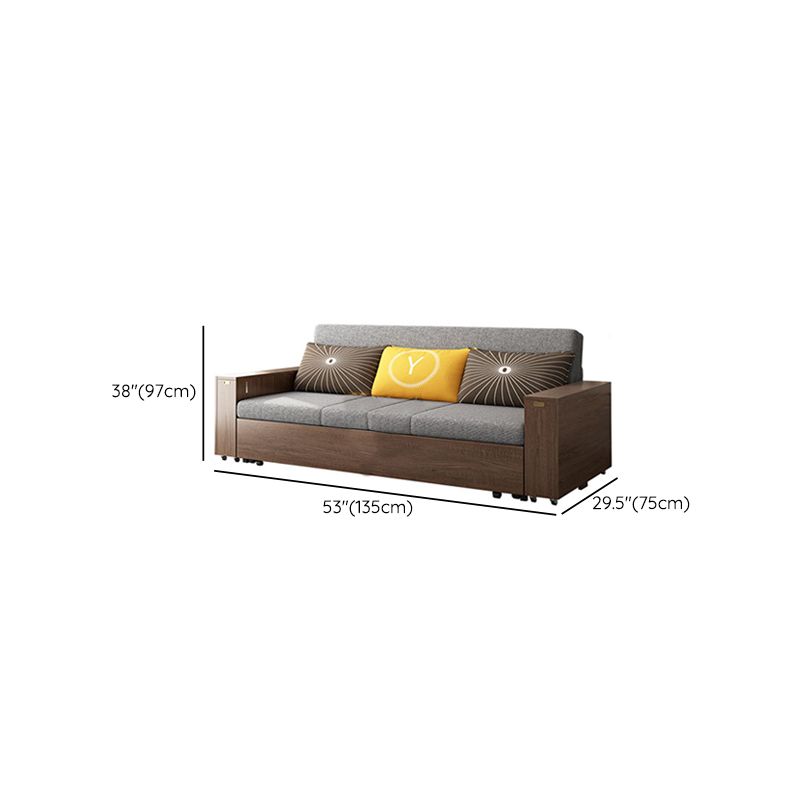 29" Wide Contemporary Sofa Futon Gray Storage Fabric Sleeper Sofa