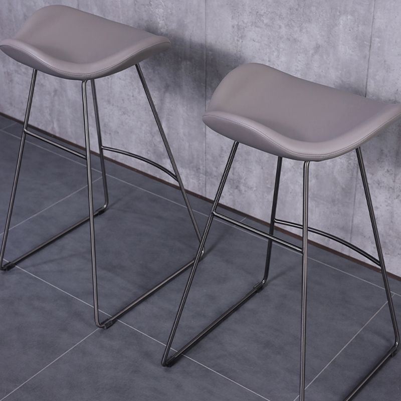 Glam Leather Bar Stool Backless Metal Base Counter Stool for Bristol