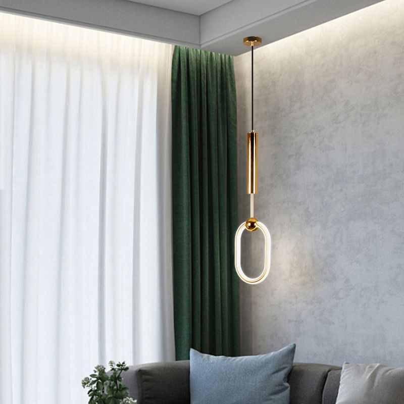 Zeitgenössischer Stil linearer Form Pendelleuchte Light Metal Einer Lichthängelampe in Gold