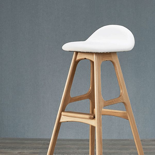 Industrial Bar Stools with Ash Wood Frame Matte Finish Faux Leather Stools