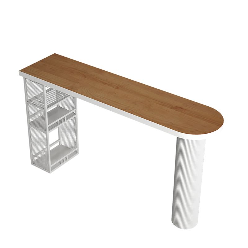 Specialty Wooden Bar Table 3-shelf Bar Height Pub Table with Metal Pedestal