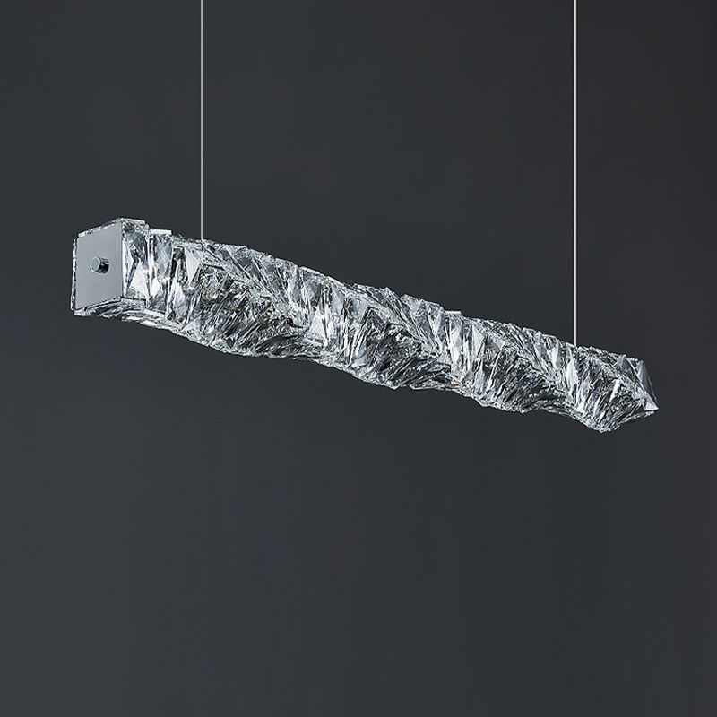Modern Style Island Light 1-Light Island Hanging Light with Crystal Shade for Dining Room