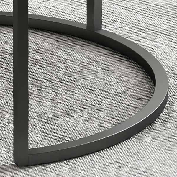 Round Slate Coffee Table Set Frame Cocktail Table with 2 Storage Drawers