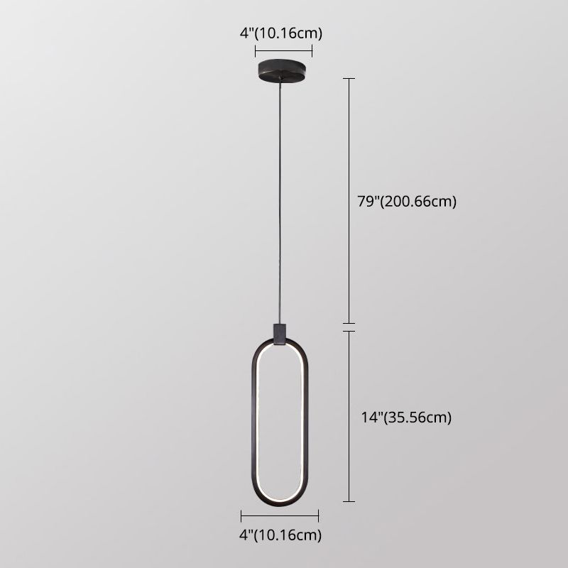 Oval Suspended Lighting Fixture Minimalist Style LED Metal Pendant Light Kit for Bedroom