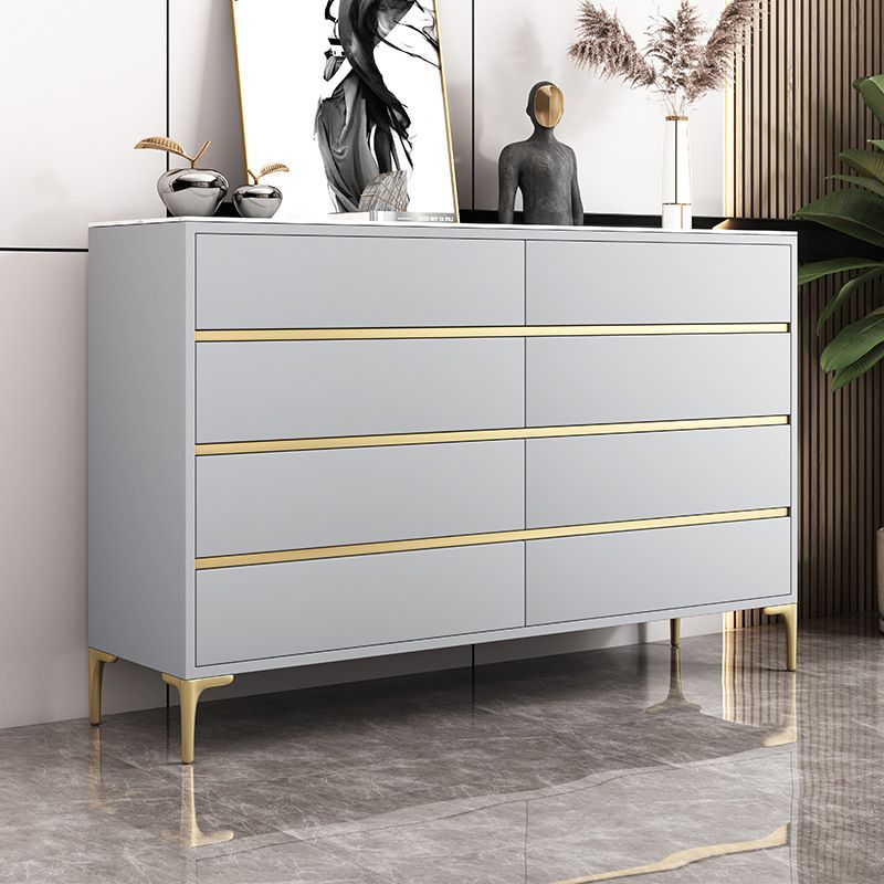 Glam Stone Storage Chest Bedroom Horizontal Chest with Drawers