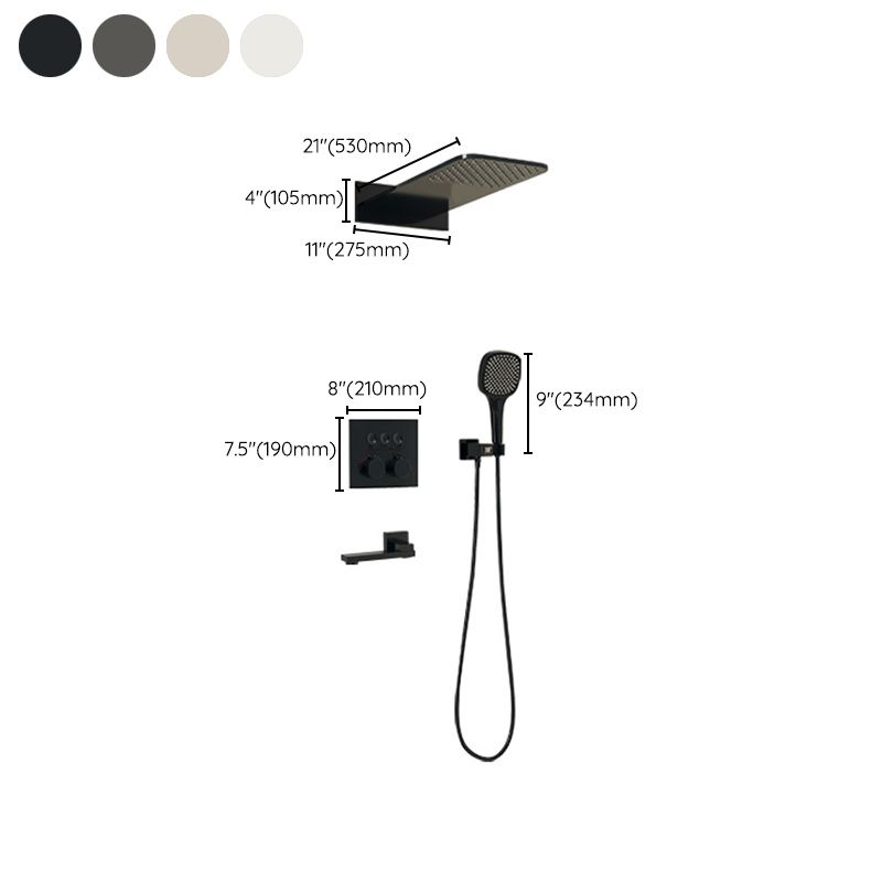 Modern Shower Trim Brass Wall Mounted Temperature Control Shower Combo