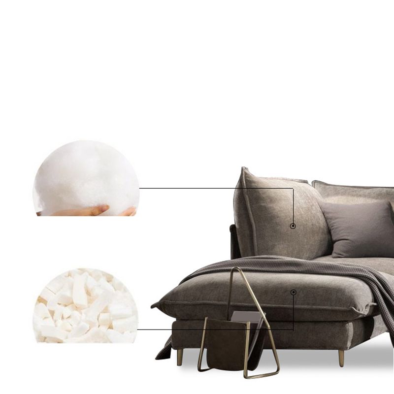 Linen Square Arm Sofa & Chaise with Reversible Modern Cushions Loose Back Sofa