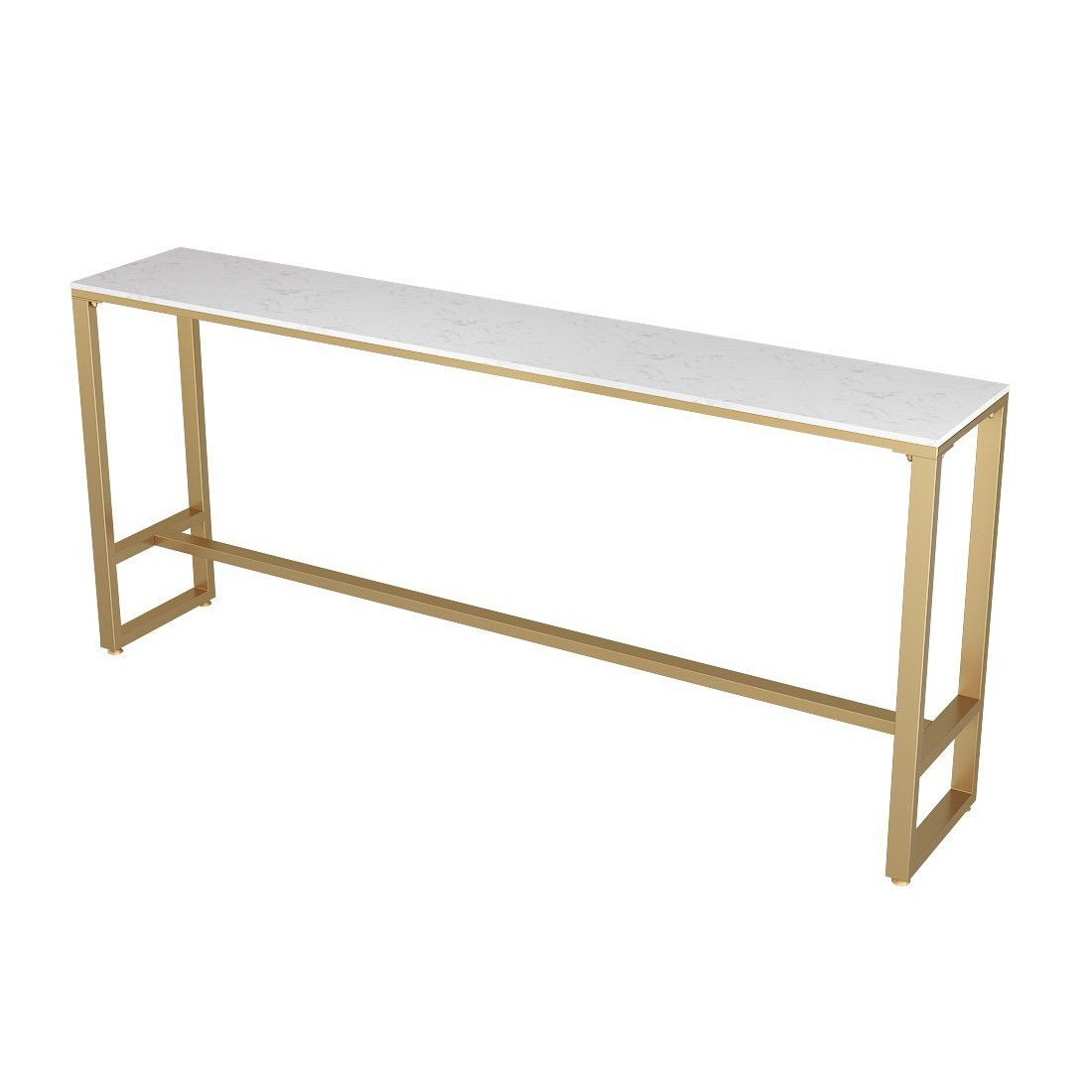 White Faux Marble Bar Height Table Glam Rectangle Bar Dining Table