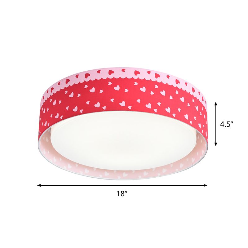 Kinder lieben Herz Muster Trommel Flushmount Acryl Kinder Schlafzimmer LED Deckenleuchte in Rot