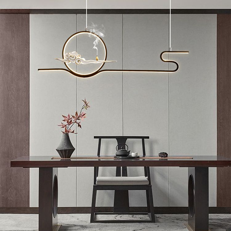 Resin Hanging Pendant Lights Modern Linear Hanging Lamps for Dining Room