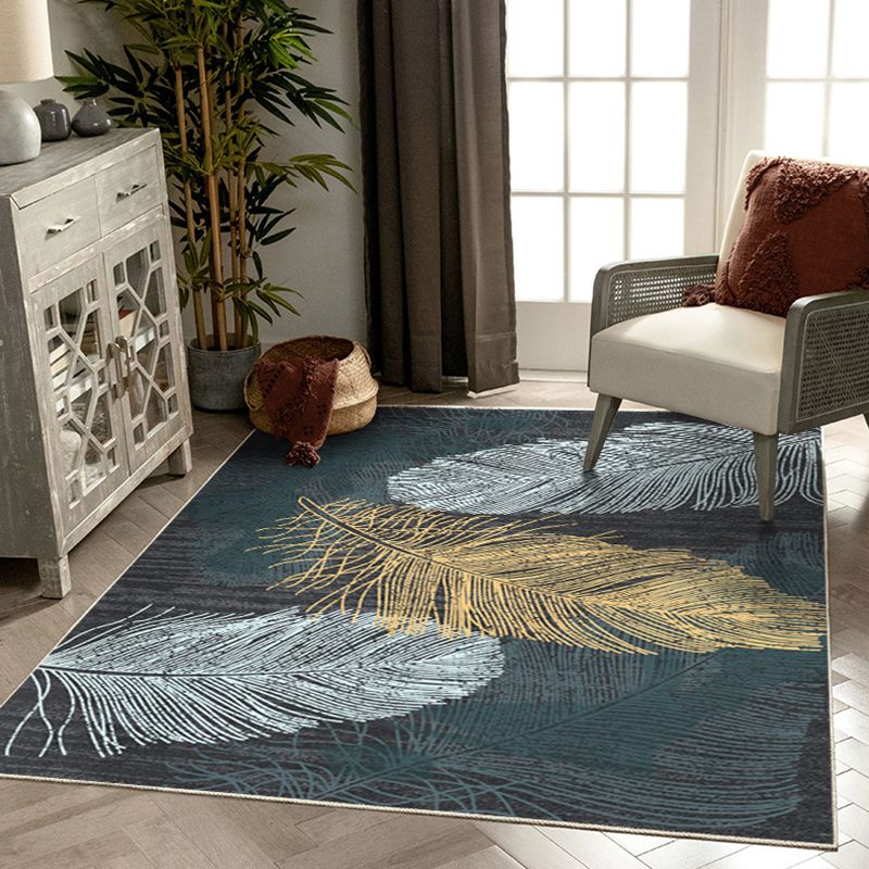 Multicolor Carpet Modern Plant Print Indoor Rug Polyester Anti-Slip Carpet for Living Room